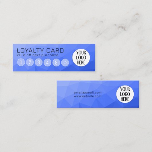 Dark Blue Gradient Geometric Mesh Custom Logo Treuekarte (Vorne/Hinten)