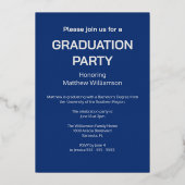 Dark Blue Graduation Party Foil Einladung (Rückseite)