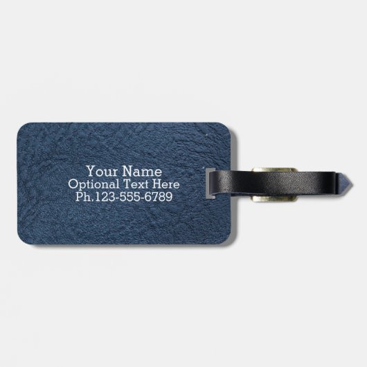 Dark Blue Grain Imitate Leather Gepäckanhänger (Rückseite horizontal)