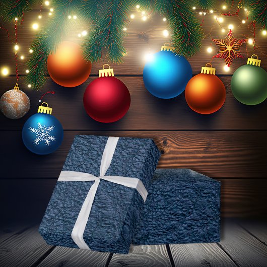 Dark Blue Grain Imitate Leather Geschenkpapier