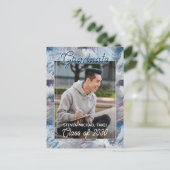 Dark Blue Gray Abstrakt Abschluss Ankündigung Postkarte (Stehend Vorderseite)