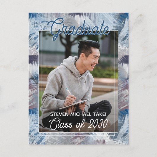 Dark Blue Gray Abstrakt Abschluss Ankündigung Postkarte (Vorderseite)