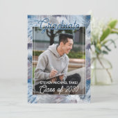 Dark Blue Gray Abstrakter Abschluss Ankündigung (Stehend Vorderseite)