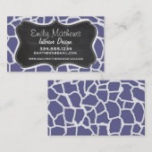 Dark Blue-Gray Giraffe Animal Print; Halbpension Visitenkarte (Vorne/Hinten)