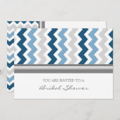 Dark Blue Gray Zickzack Bridal Dusche Einladung (Vorne/Hinten)