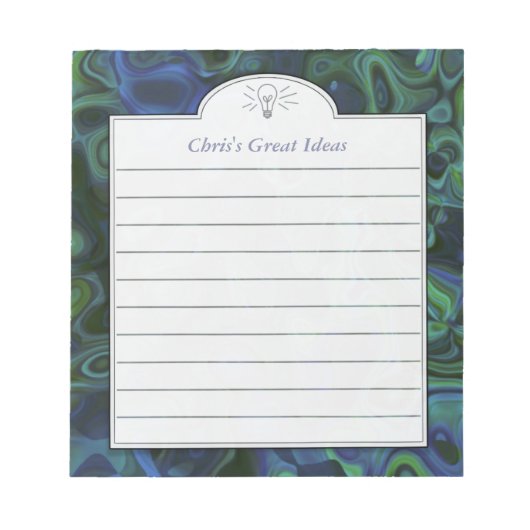 Dark Blue Green Abstrakt Art Custom Idea List Notizblock (Vorderseite)