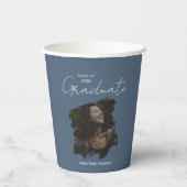 Dark Blue Grey Graduation Customizable Photo Text Pappbecher (Rückseite)