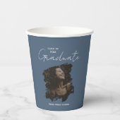Dark Blue Grey Graduation Customizable Photo Text Pappbecher (Vorderseite)