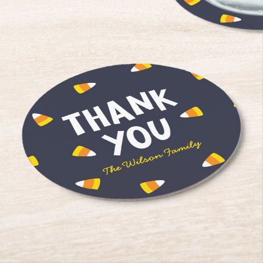 Dark Blue Halloween Candy Corn Danke Runder Pappuntersetzer (Angewinkelt)