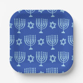 Dark Blue Hanukkah Menorah Pappteller (Vorderseite)