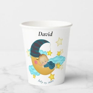 Dark Blue Hat Baby auf dem Mond Pappbecher