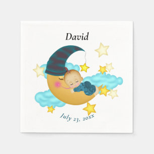 Dark Blue Hat Baby auf dem Mond Serviette