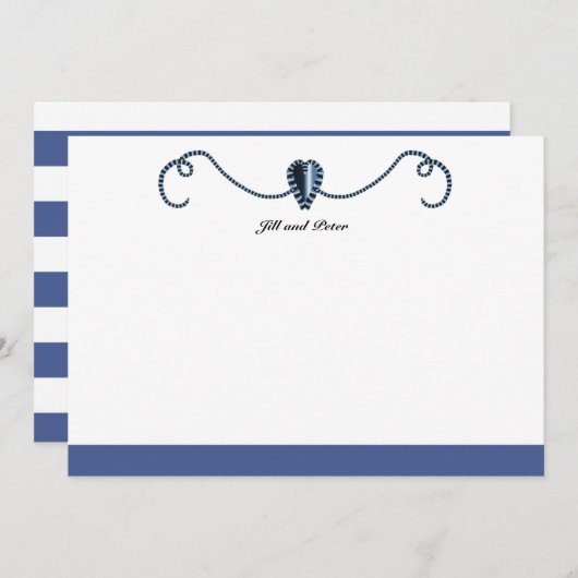 Dark Blue Heart Formen und klassische Streifen Hin Mitteilungskarte (Vorne/Hinten)