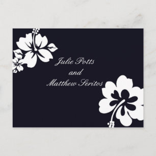 Dark Blue Hibiskus Hochzeitseinladung Einladungspostkarte