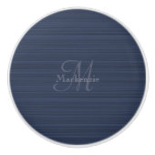 Dark Blue Horizontal Stripes Custom Monogram Name Keramikknauf (Vorderseite)