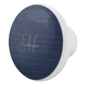Dark Blue Horizontal Stripes Custom Monogram Name Keramikknauf (Rechts)
