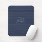 Dark Blue Horizontal Stripes Custom Monogram Name Mousepad (Mit Mouse)