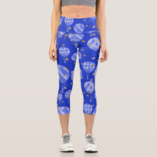 Dark Blue Hot Air Ballon Design Capris