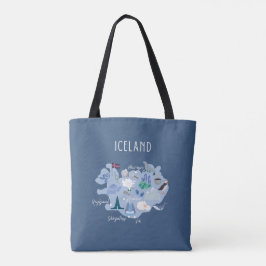 Dark blue Iceland travel map Tasche
