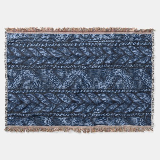 Dark Blue Imitats Chunk Strick Decke (Vorderseite)