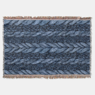 Dark Blue Imitats Chunk Strick Decke
