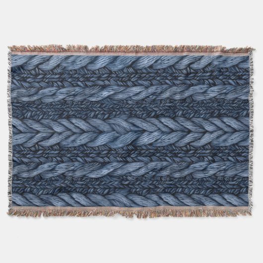 Dark Blue Imitats Chunk Strick Decke (Vorderseite)