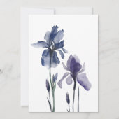 Dark Blue Iris Blume Moderne christliche Hochzeit Einladung (Rückseite)