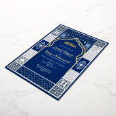 Dark Blue Islamic Arabesque Hochzeitseinladung Folieneinladung (Gedreht)