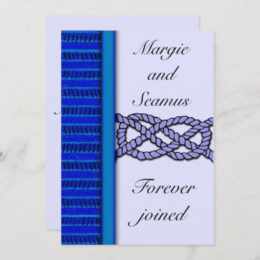 Dark Blue Knotted Nautical Wedding Einladung (Vorne/Hinten)
