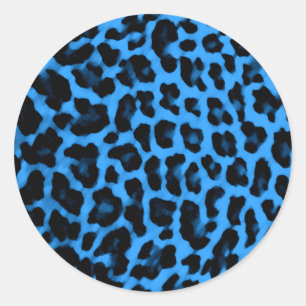 Dark Blue Leopard Print Runder Aufkleber