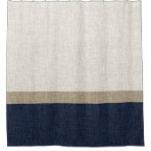 Dark Blue Light Khaki Tan Simple Stripe Duschvorhang (Vorderseite)