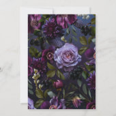 Dark Blue & Lila Floral Moody Bridal Brunch Einladung (Rückseite)