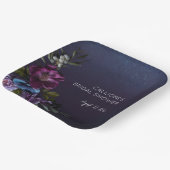 Dark Blue & Lila Floral Moody Bridal Brunch Pappteller (Gewinkelt)