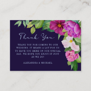 Dark Blue Lila Floral Wedding Vielen Dank Beilage Begleitkarte