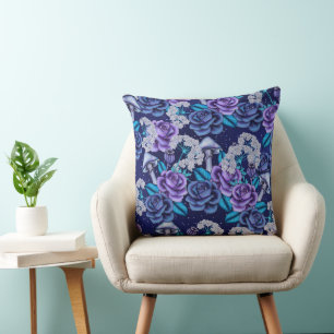 DARK BLUE & LILA HALLOWEE INSPIRIERT BLUME KISSEN
