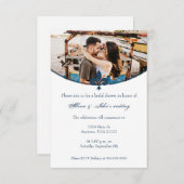 Dark Blue Lilie Foto Brautparty Einladung (Vorne/Hinten)