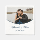 Dark Blue Lilie Foto Wedding Napkins Serviette (Vorderseite)