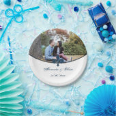 Dark Blue Lilie Foto Wedding Paper Plate Pappteller (Party)