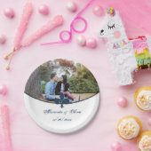 Dark Blue Lilie Foto Wedding Paper Plate Pappteller (Party)