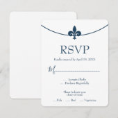 Dark Blue Lilie Wedding RSVP Card (Vorne/Hinten)