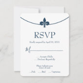 Dark Blue Lilie Wedding RSVP Card (Vorderseite)