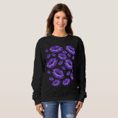 Dark Blue Lip Print Flirtatious Fun Sweatshirt (Vorne ganz)