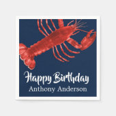 Dark Blue Lobster Themed Fun Birthday Party Custom Serviette (Vorderseite)