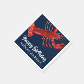Dark Blue Lobster Themed Fun Birthday Party Custom Serviette (Ecke)