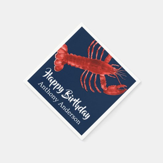 Dark Blue Lobster Themed Fun Birthday Party Custom Serviette (Ecke)