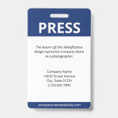 Dark Blue Logo Bar Code Pressekennung Ausweis (Rückseite)