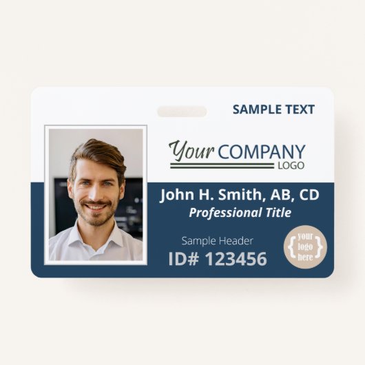 Dark Blue Logo Entry Employee Foto ID Ausweis (Vorderseite)
