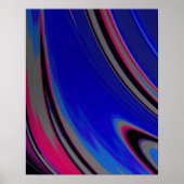 Dark Blue Magenta Abstraktes Fraktal Swirl Poster (Vorne)