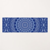 Dark Blue Mandala Flower Medallion Yogamatte (Vorderseite (Horizontal))