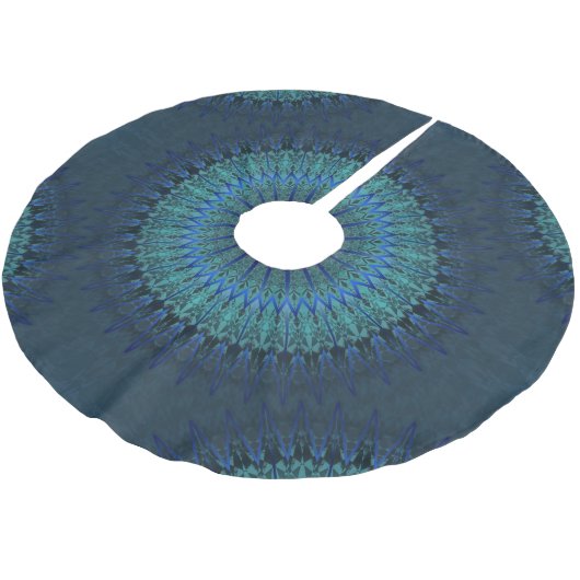 Dark Blue Mandala Polyester Weihnachtsbaumdecke (Schrägansicht)
